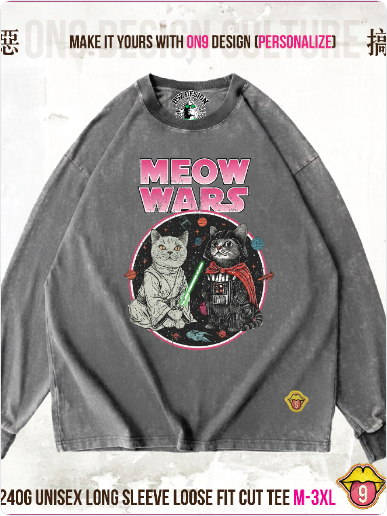 Long sleeve ribbed Washed 240gT (Galactic Cuteness )