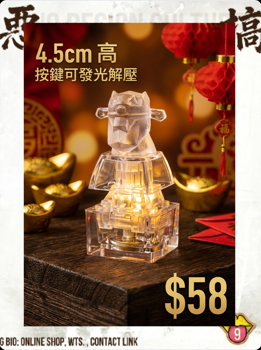 POPART TOYS : Geometric Horse LED Fidget Clicker(可發光馬財神按鈕)