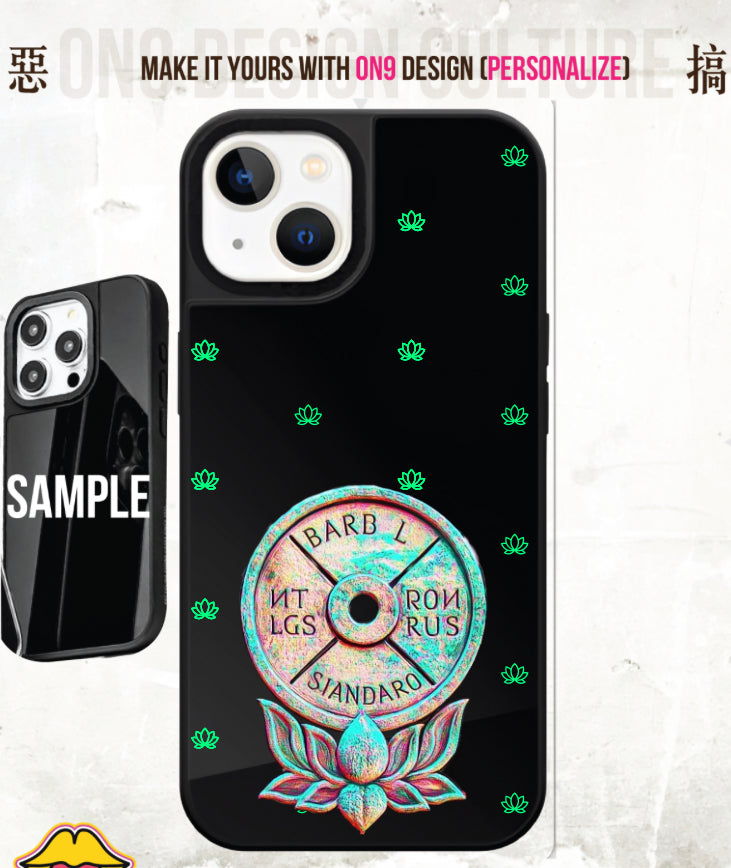 IPHONECASE13-16(Neon green lotus X The Creation of Adam)