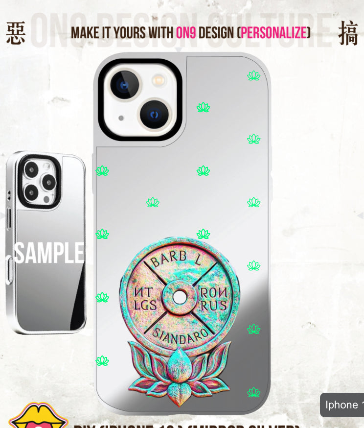 IPHONECASE13-16(Neon green lotus X The Creation of Adam)