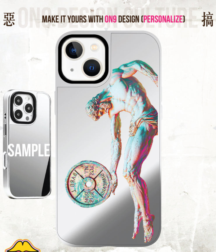 IPHONECASE13-16(Neon green lotus X The Creation of Adam)