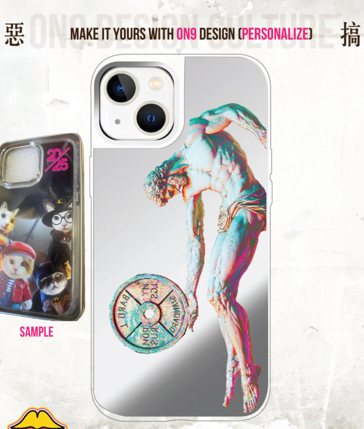 IPHONECASE13-16(Neon green lotus X The Creation of Adam)