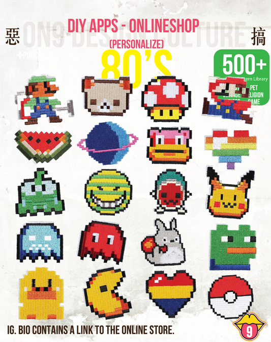 New pixel style cartoon embroidery sticker mosaic cloth sticker retro patch sticker game character computer embroidery badge