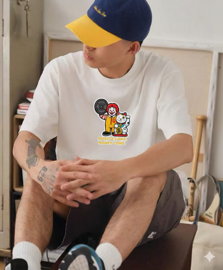210G Unisex T(毛主席也愛muscleX fastfood )