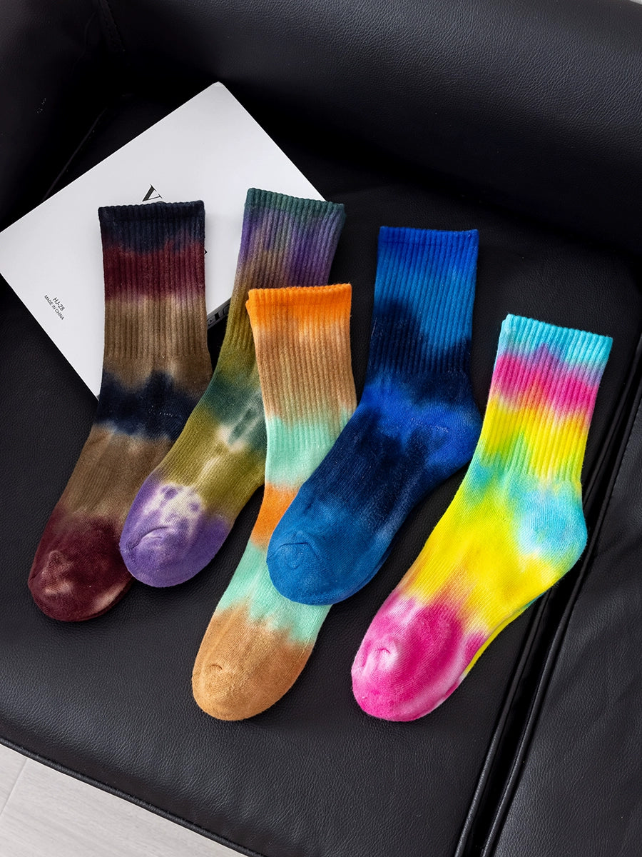 Tie-dye socks for men and women, cotton terry, thickened warm couple sports stockings, ins fashion brand