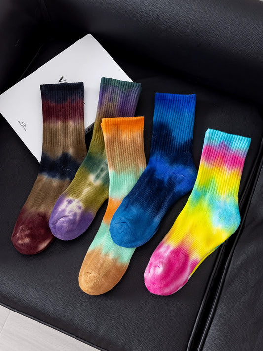 Tie-dye socks for men and women, cotton terry, thickened warm couple sports stockings, ins fashion brand
