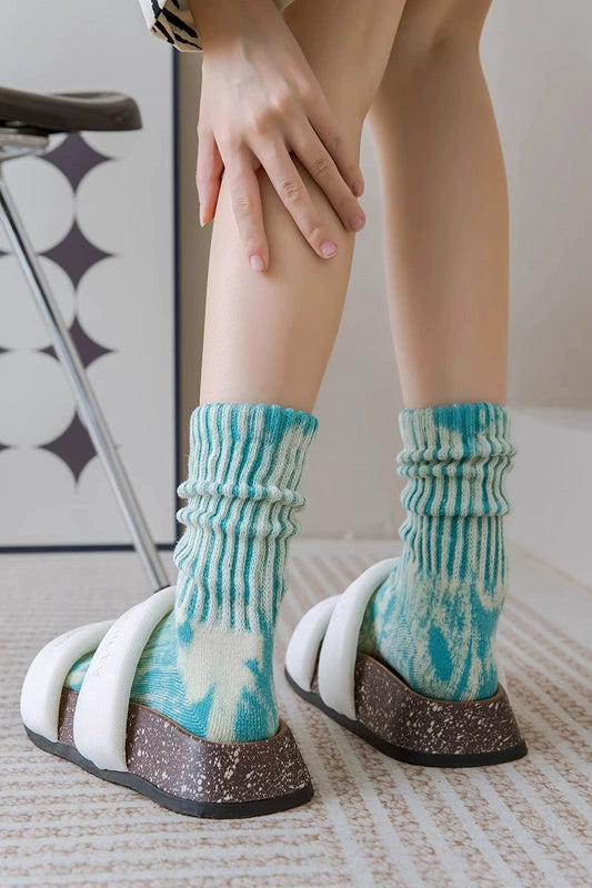 LookSocks washed tie-dye distressed industrial style towel bottom thickened men's and women's autumn and winter Internet celebrity personality trend socks