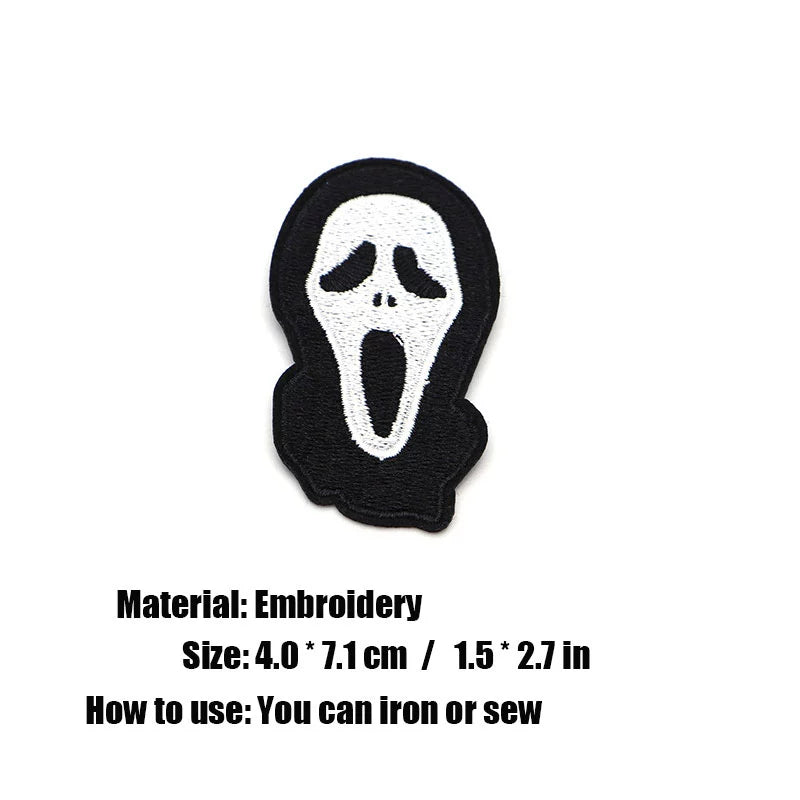 Four Great Horror Movie Killers Cartoon Embroidery Patch for Clothing, Bags, and Accessories with Hot Melt Adhesive