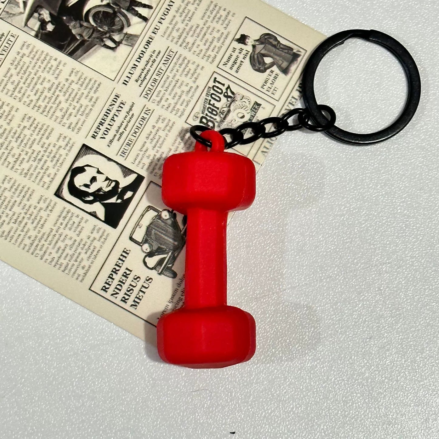 Mini detachable large barbell fitness peripheral keychain, high-value MIU system bag pendant, accessories.