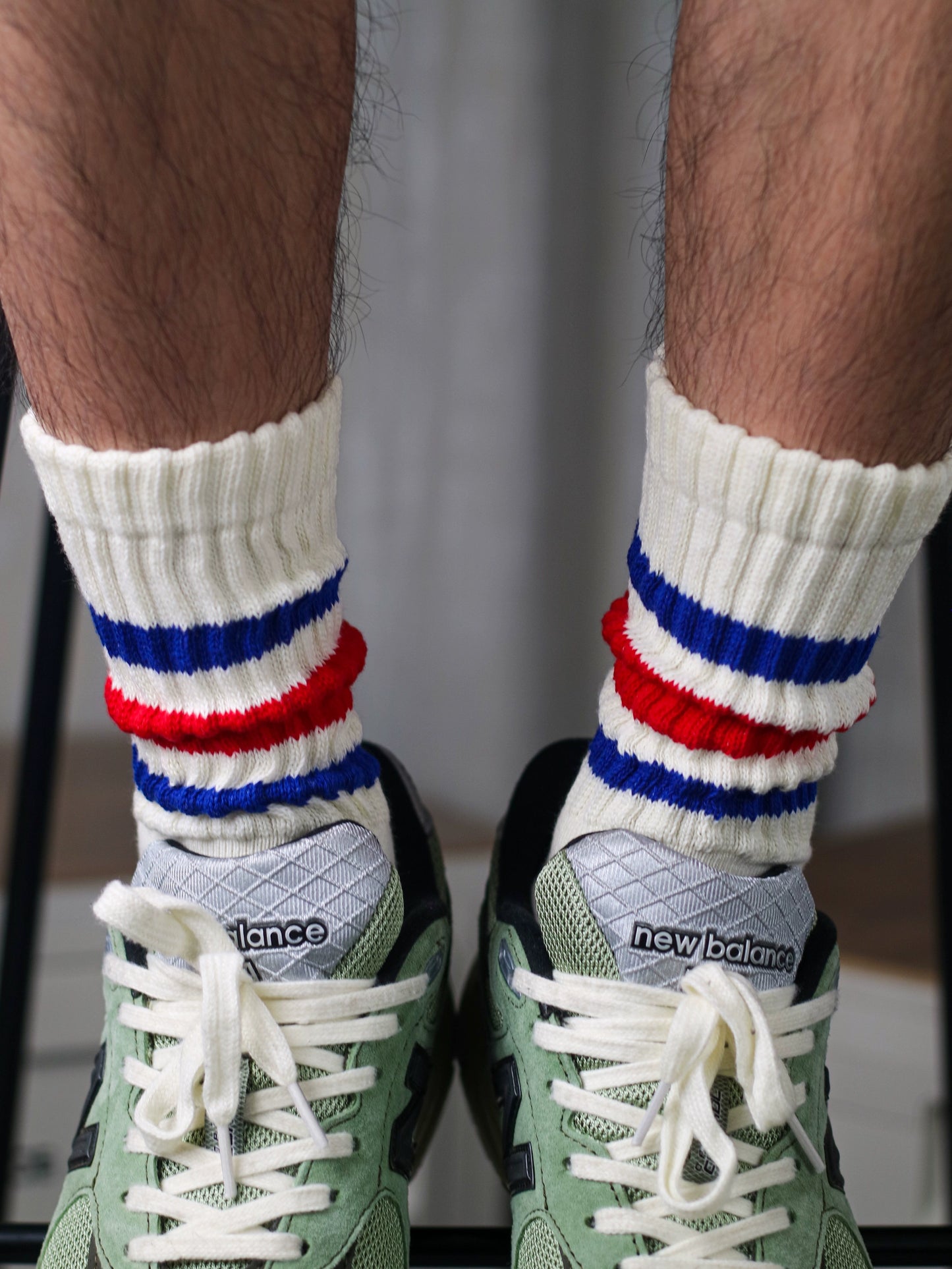 American retro color striped mid-rise socks stacked socks (3pairs $88)