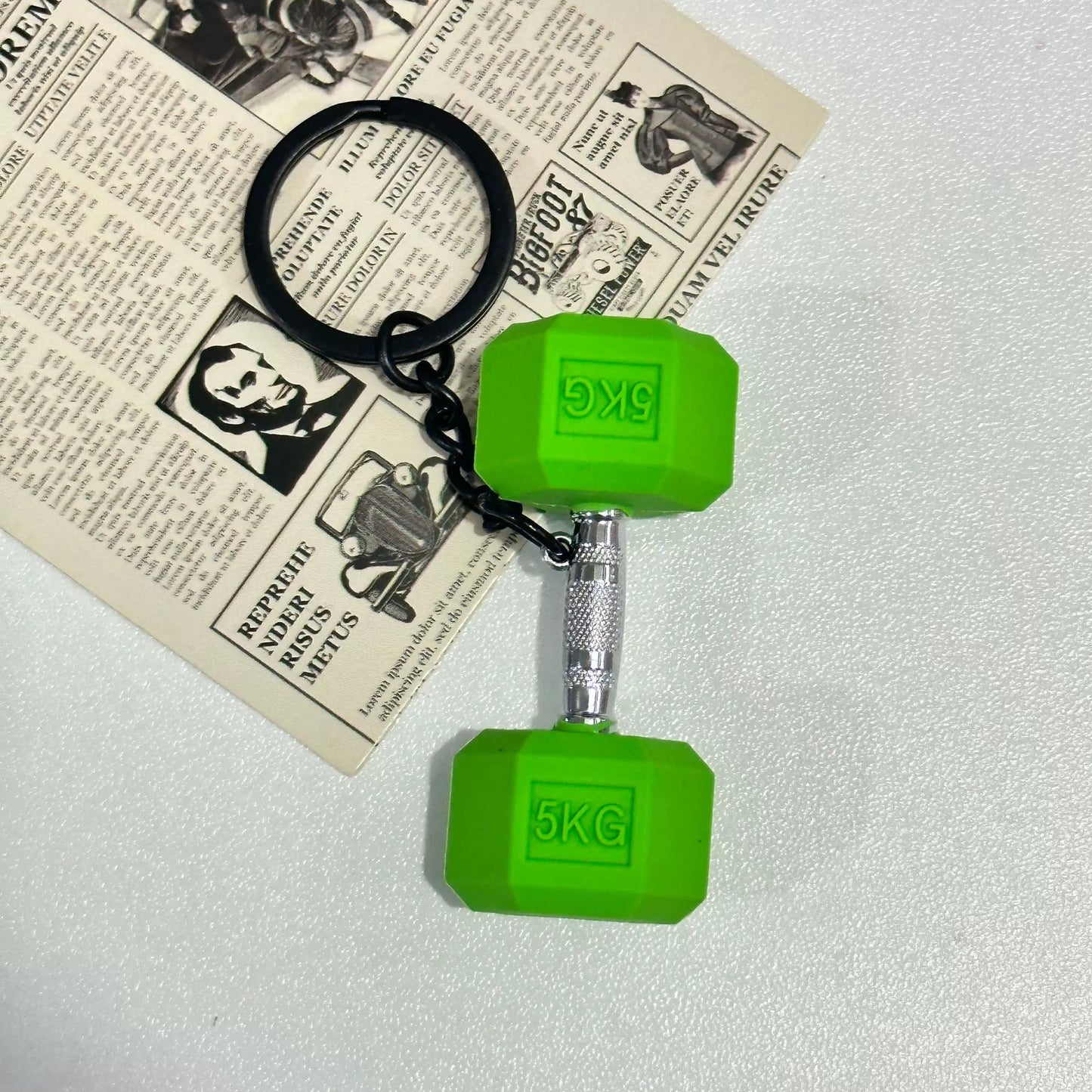 Mini detachable large barbell fitness peripheral keychain, high-value MIU system bag pendant, accessories.