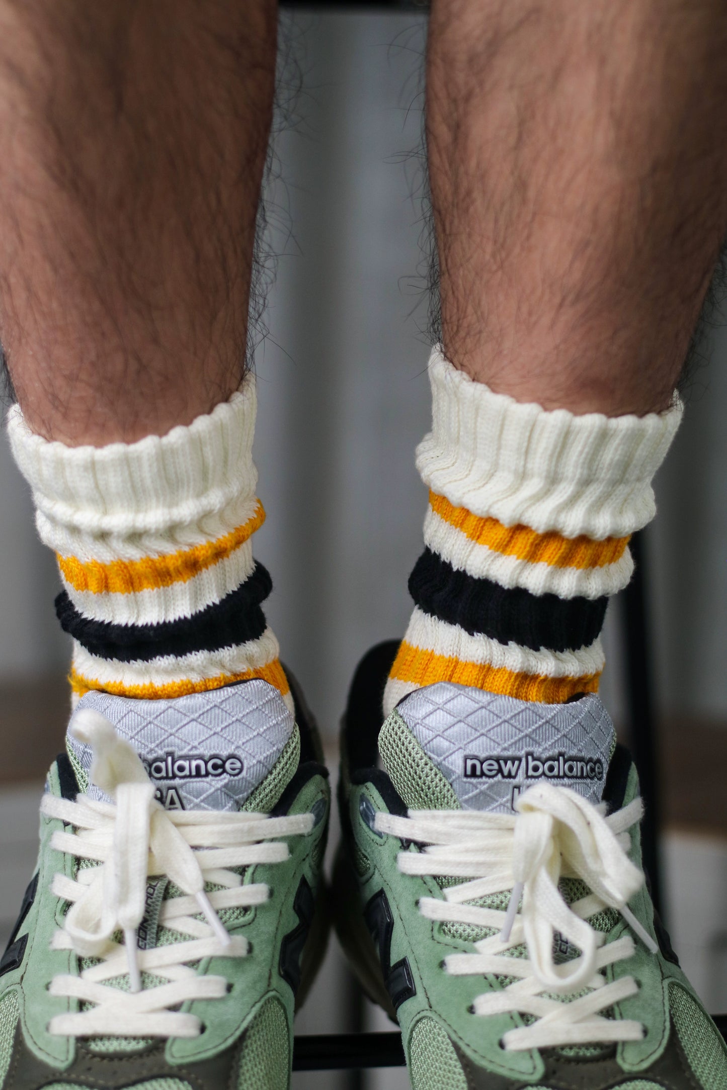 American retro color striped mid-rise socks stacked socks (3pairs $88)