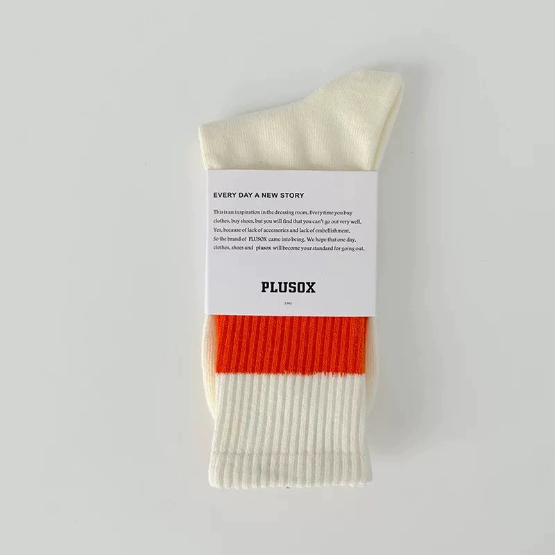 Men's Japanese retro Hong Kong style embroidery, striped medium and long ins tide socks, female couple cotton socks