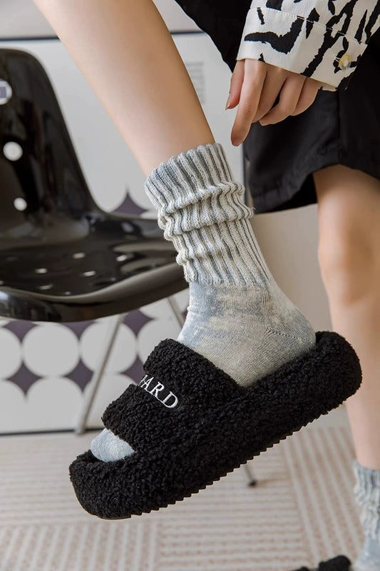 LookSocks washed tie-dye distressed industrial style towel bottom thickened men's and women's autumn and winter Internet celebrity personality trend socks