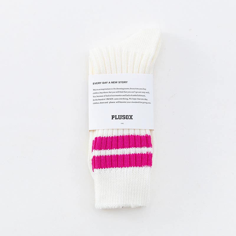 Men's Japanese retro Hong Kong style embroidery, striped medium and long ins tide socks, female couple cotton socks