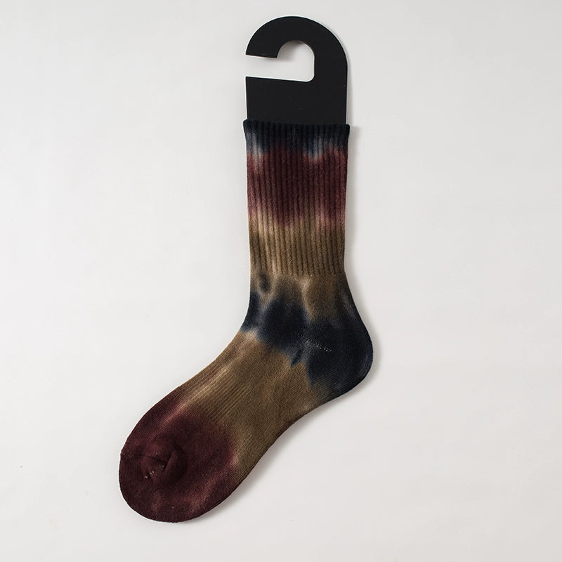 Tie-dye socks for men and women, cotton terry, thickened warm couple sports stockings, ins fashion brand