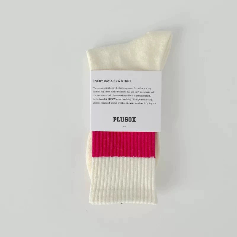 Men's Japanese retro Hong Kong style embroidery, striped medium and long ins tide socks, female couple cotton socks