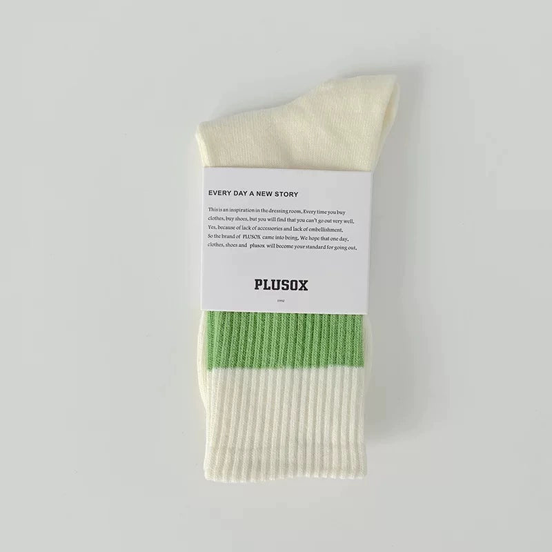 Men's Japanese retro Hong Kong style embroidery, striped medium and long ins tide socks, female couple cotton socks