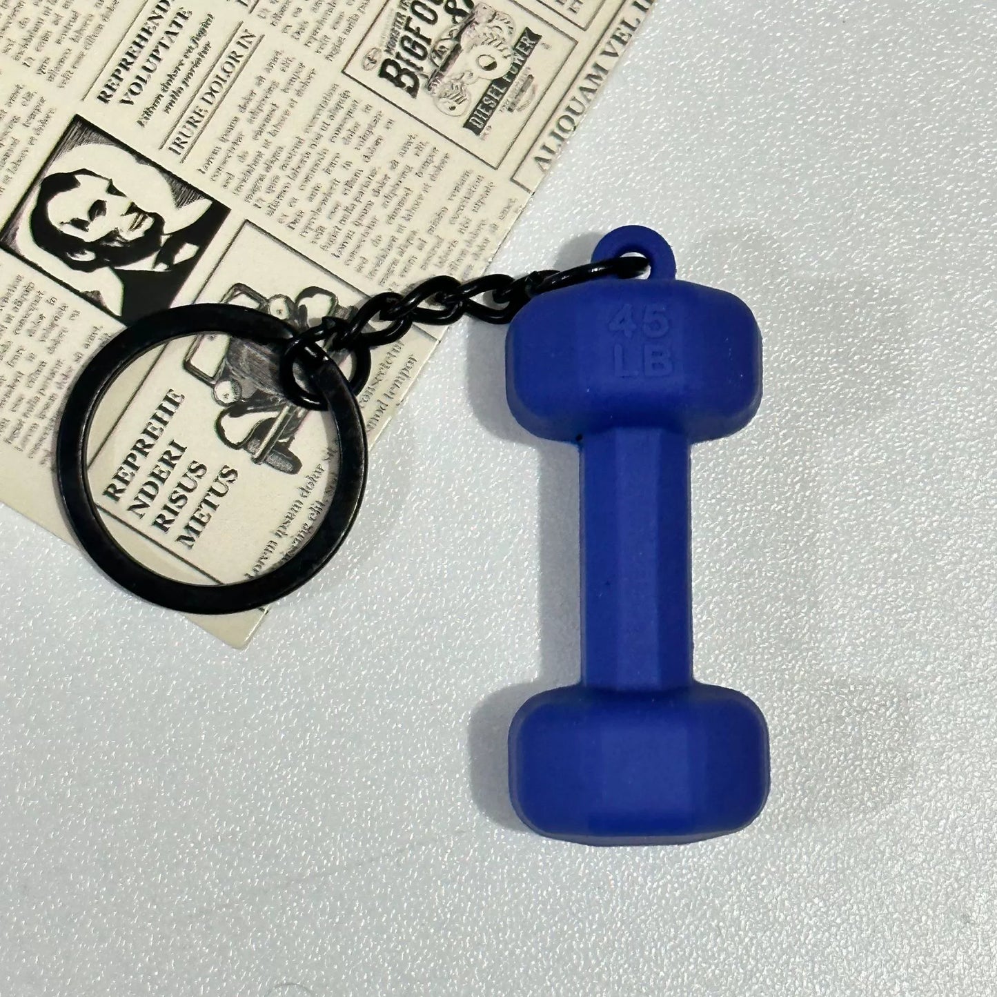 Mini detachable large barbell fitness peripheral keychain, high-value MIU system bag pendant, accessories.