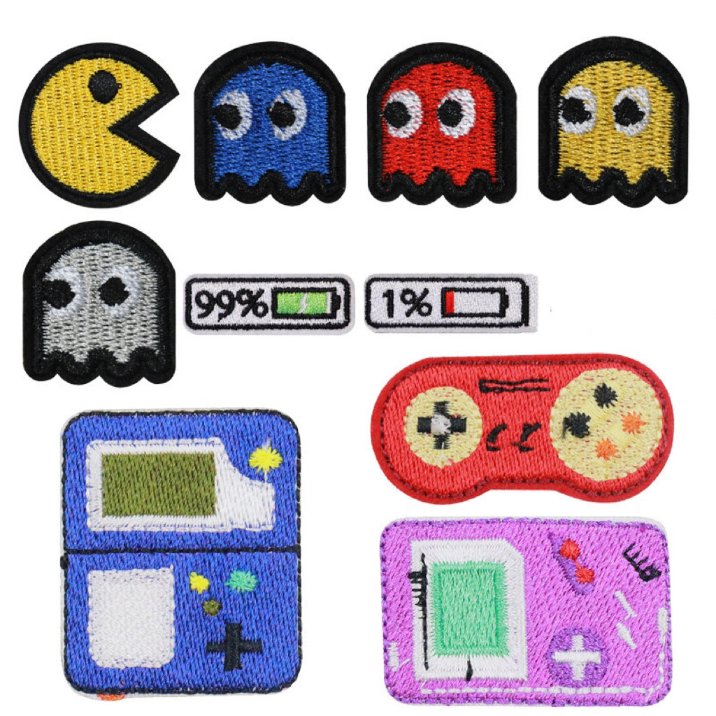Nostalgic game console, bean embroidery cloth Patch, clothing decoration Patch, DIY handmade stickers, torn patches, ironing Patch