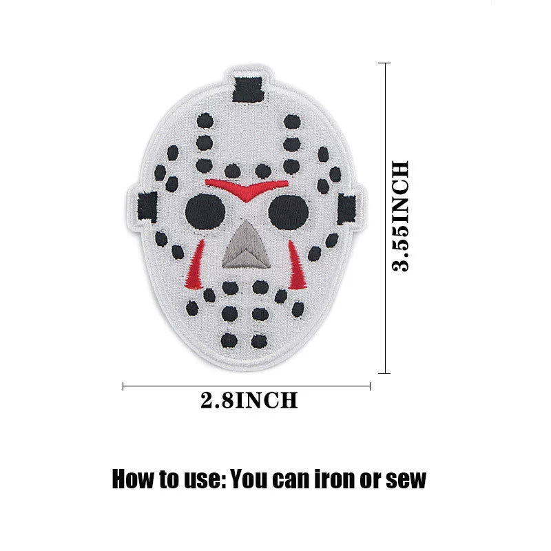 Four Great Horror Movie Killers Cartoon Embroidery Patch for Clothing, Bags, and Accessories with Hot Melt Adhesive
