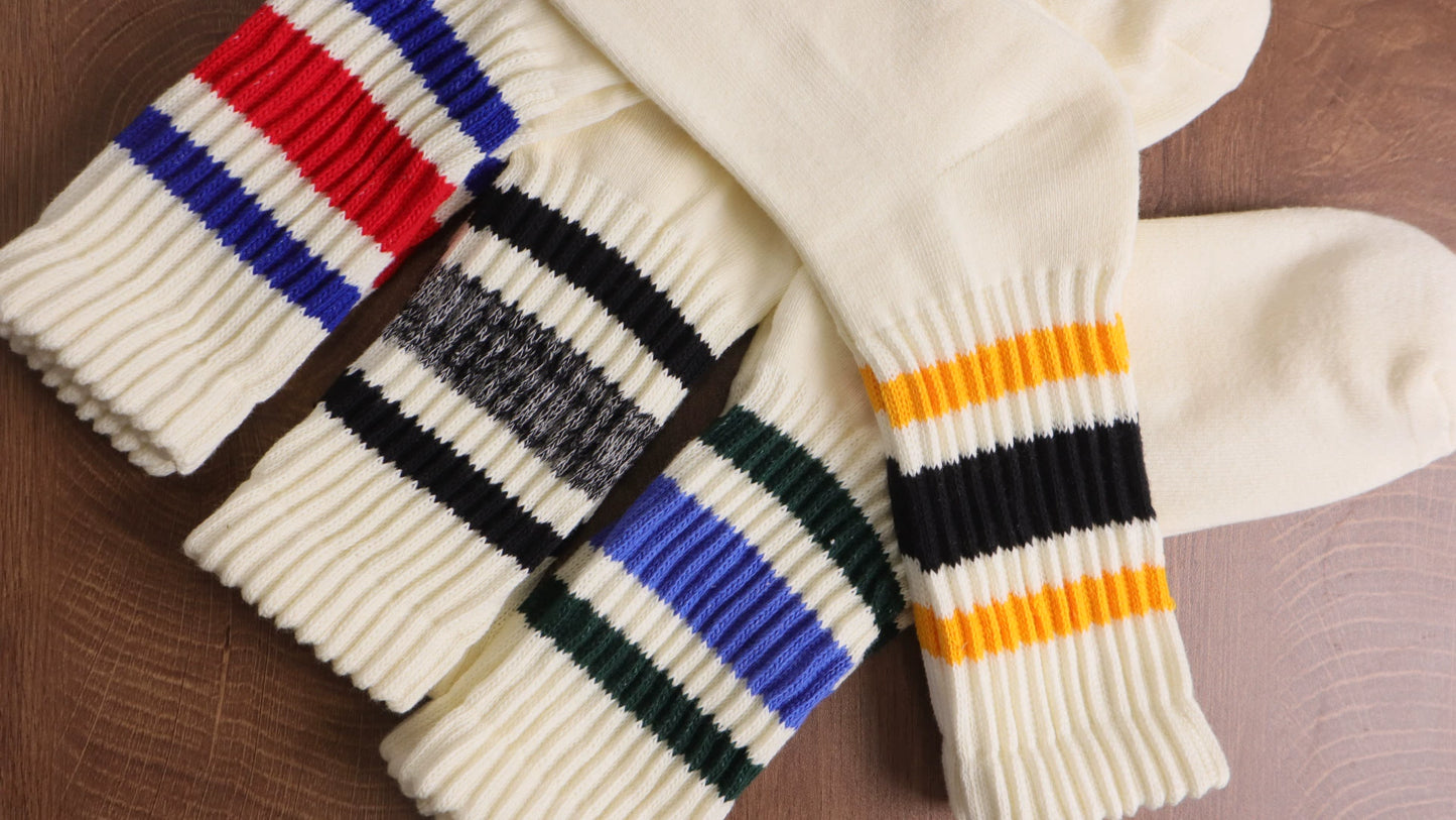 American retro color striped mid-rise socks stacked socks (3pairs $88)