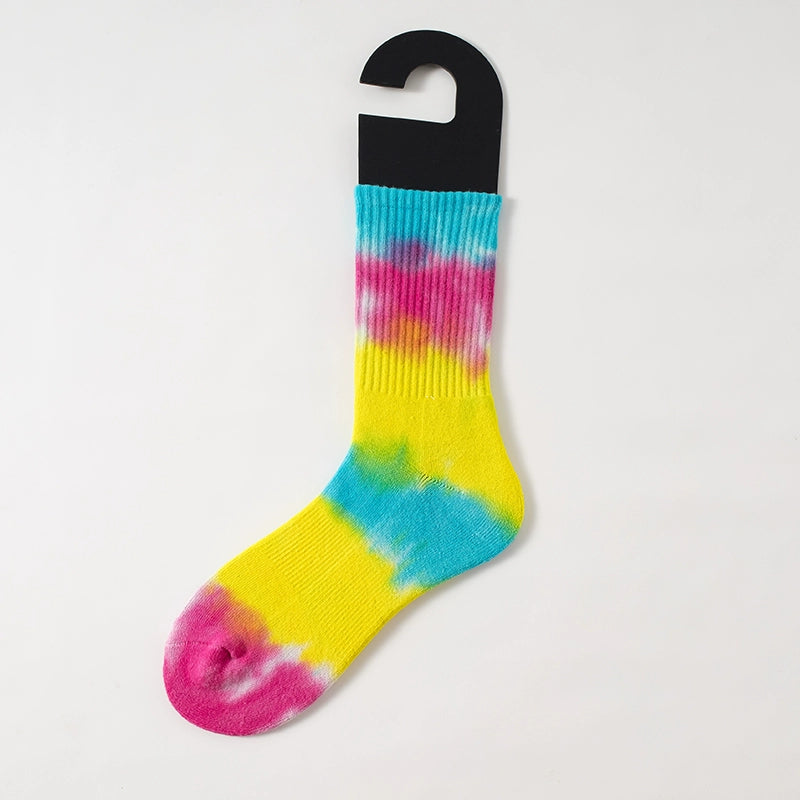 Tie-dye socks for men and women, cotton terry, thickened warm couple sports stockings, ins fashion brand