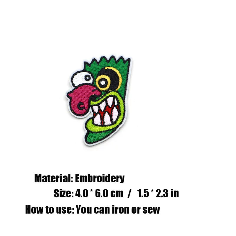 Four Great Horror Movie Killers Cartoon Embroidery Patch for Clothing, Bags, and Accessories with Hot Melt Adhesive
