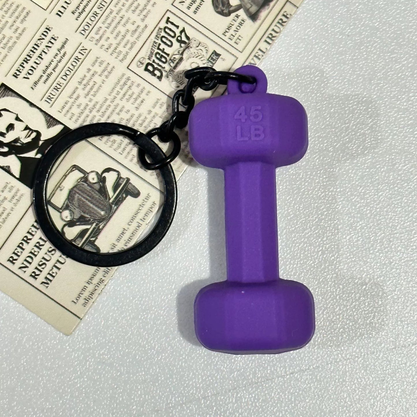 Mini detachable large barbell fitness peripheral keychain, high-value MIU system bag pendant, accessories.