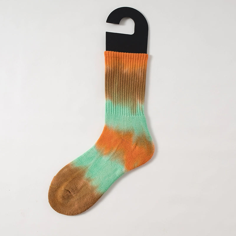 Tie-dye socks for men and women, cotton terry, thickened warm couple sports stockings, ins fashion brand