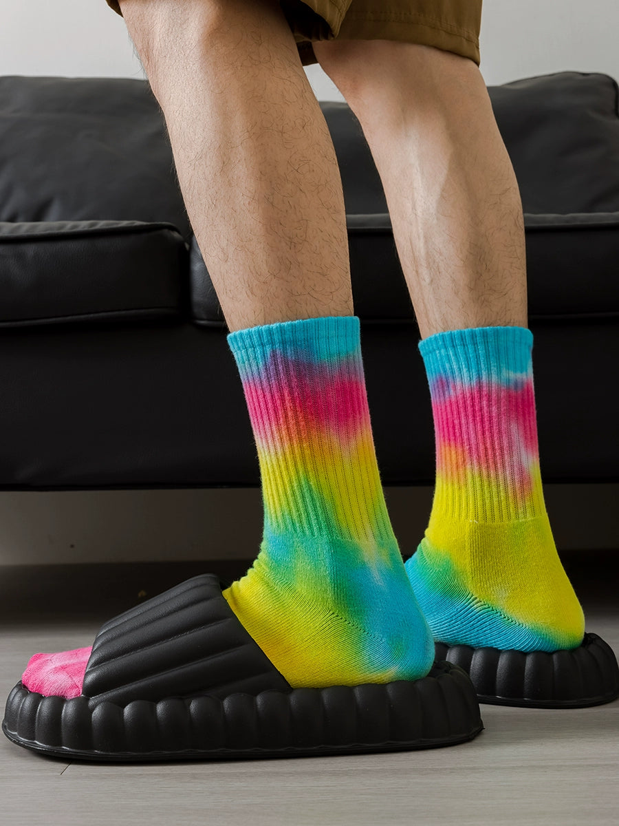 Tie-dye socks for men and women, cotton terry, thickened warm couple sports stockings, ins fashion brand