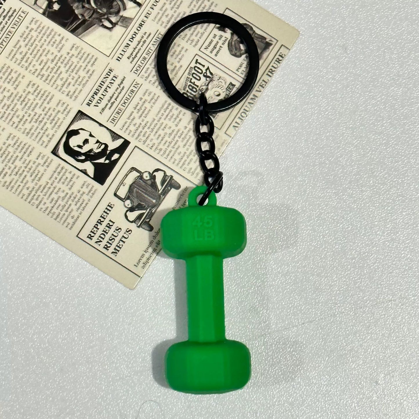 Mini detachable large barbell fitness peripheral keychain, high-value MIU system bag pendant, accessories.