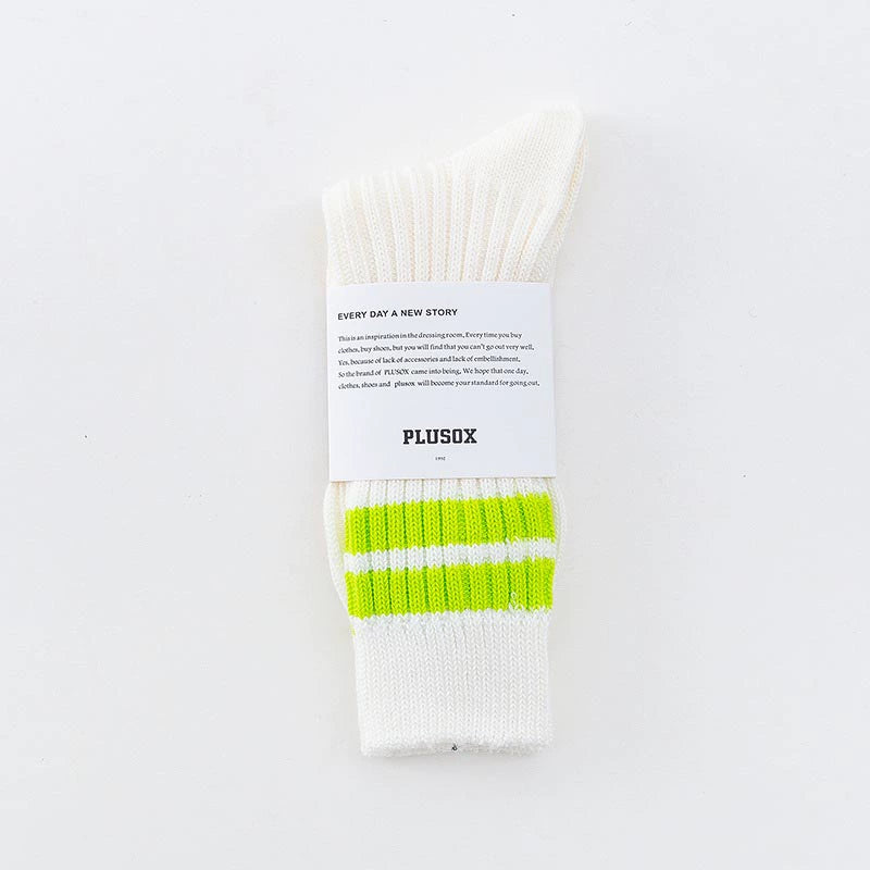 Men's Japanese retro Hong Kong style embroidery, striped medium and long ins tide socks, female couple cotton socks