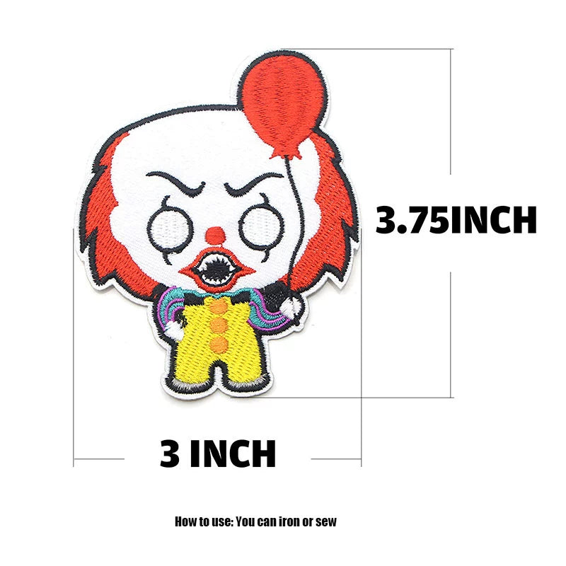 Four Great Horror Movie Killers Cartoon Embroidery Patch for Clothing, Bags, and Accessories with Hot Melt Adhesive