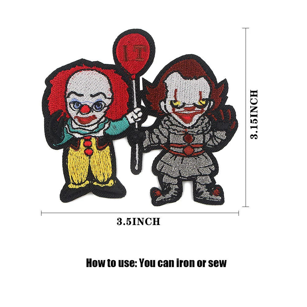 Four Great Horror Movie Killers Cartoon Embroidery Patch for Clothing, Bags, and Accessories with Hot Melt Adhesive