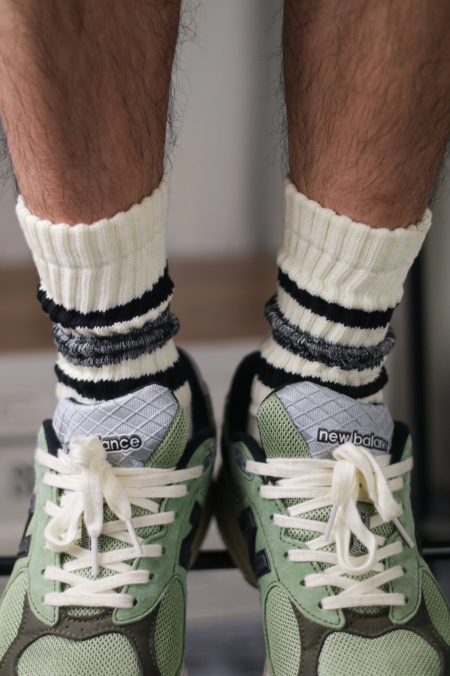American retro color striped mid-rise socks stacked socks (3pairs $88)