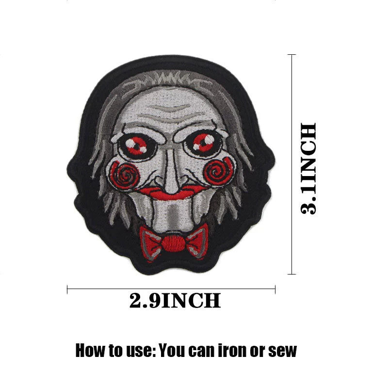Four Great Horror Movie Killers Cartoon Embroidery Patch for Clothing, Bags, and Accessories with Hot Melt Adhesive