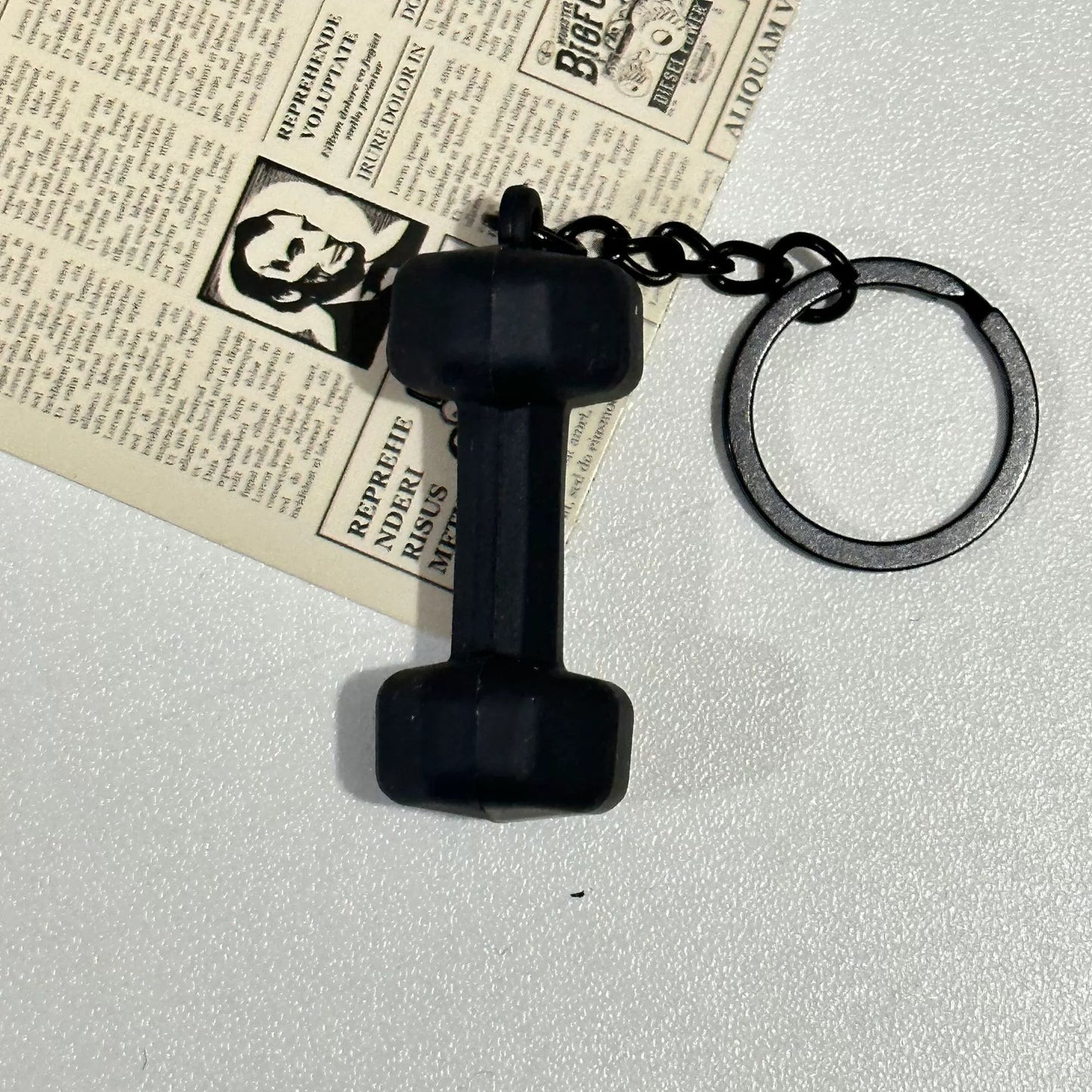 Mini detachable large barbell fitness peripheral keychain, high-value MIU system bag pendant, accessories.