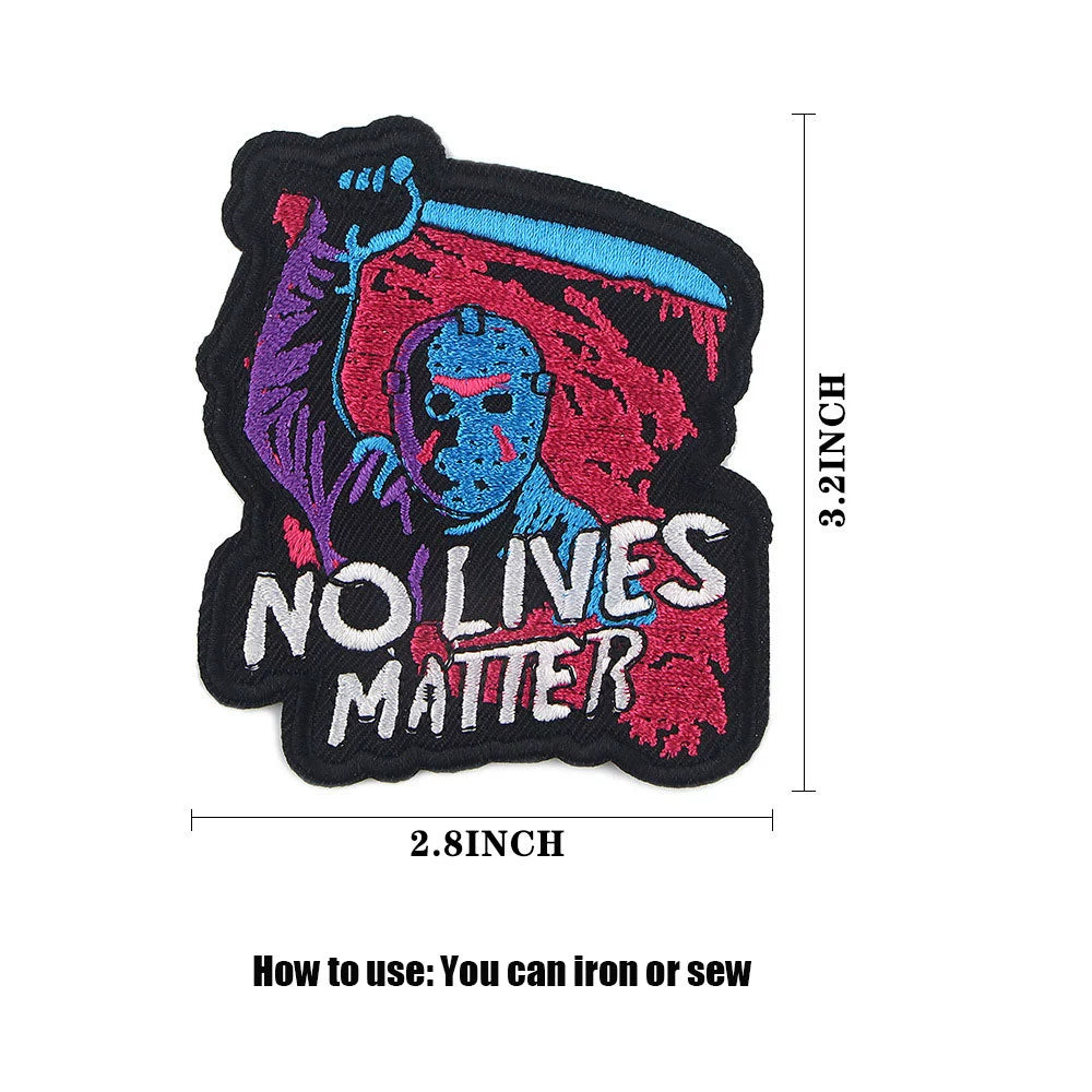 Four Great Horror Movie Killers Cartoon Embroidery Patch for Clothing, Bags, and Accessories with Hot Melt Adhesive