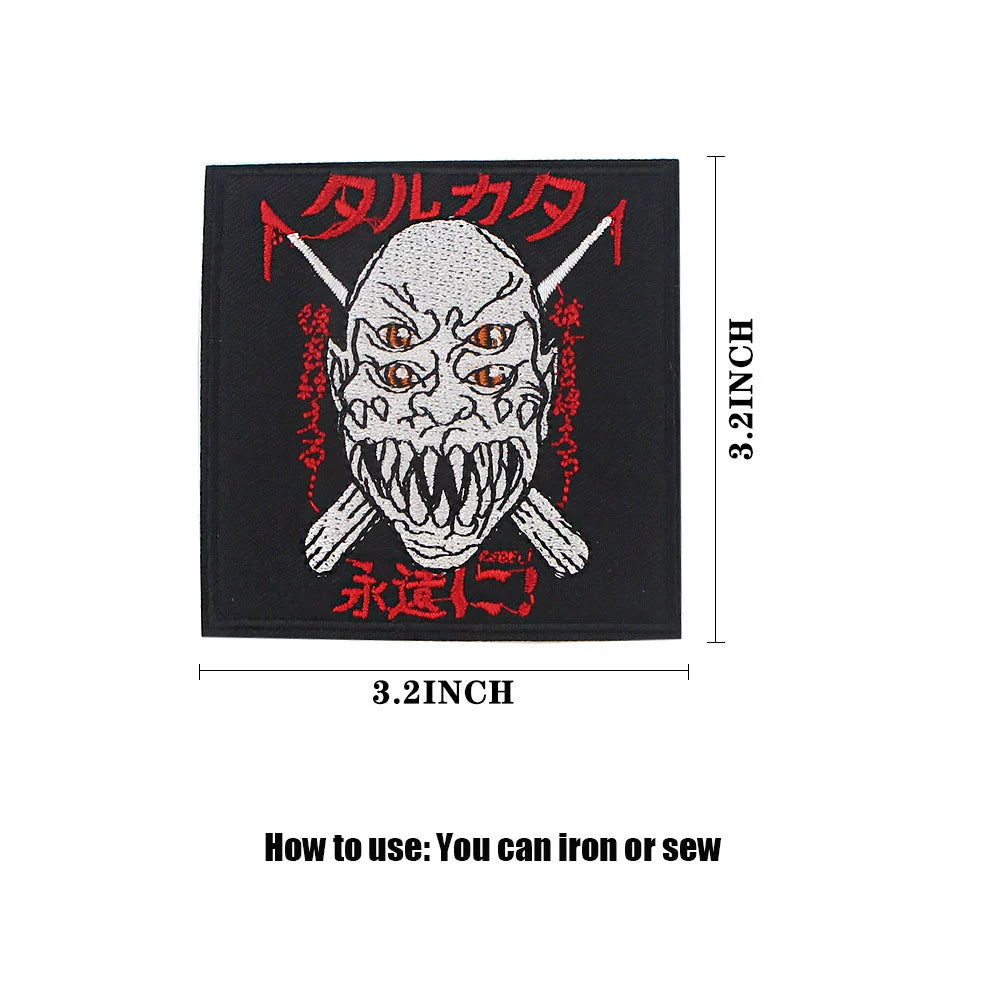 Four Great Horror Movie Killers Cartoon Embroidery Patch for Clothing, Bags, and Accessories with Hot Melt Adhesive