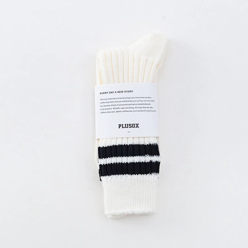 Men's Japanese retro Hong Kong style embroidery, striped medium and long ins tide socks, female couple cotton socks