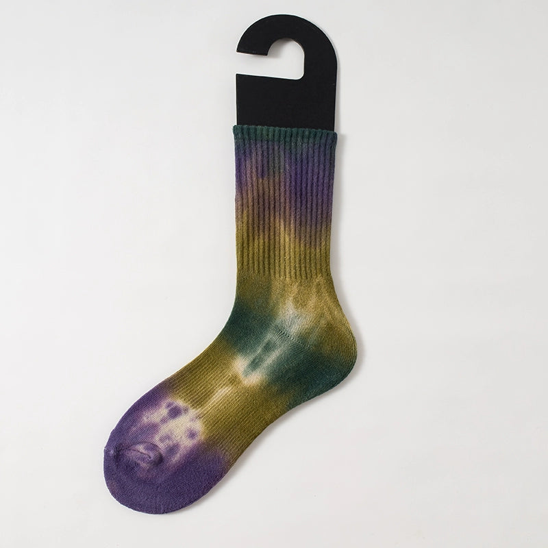 Tie-dye socks for men and women, cotton terry, thickened warm couple sports stockings, ins fashion brand