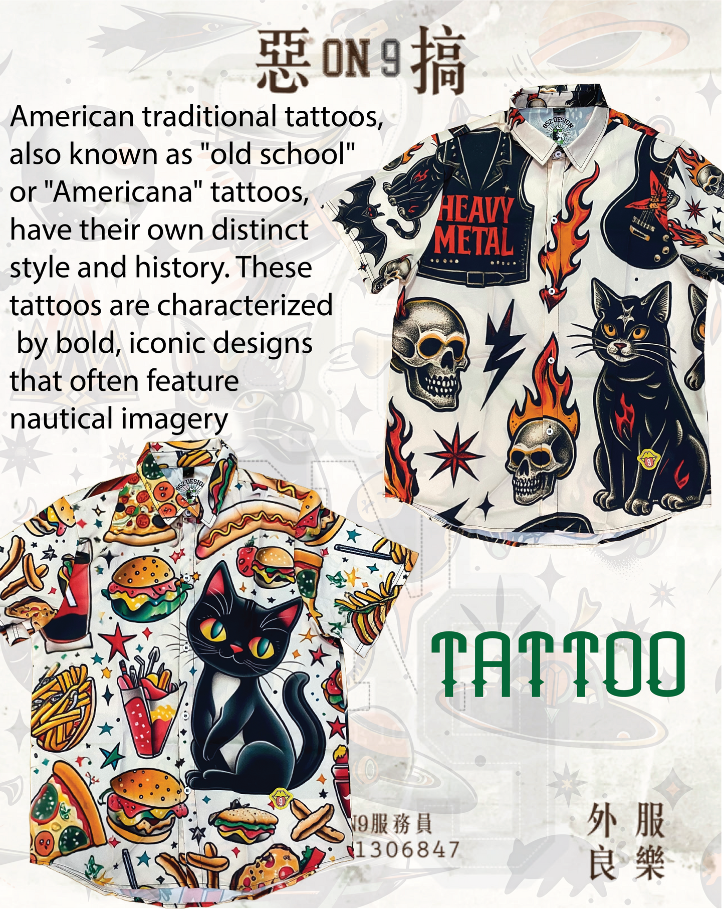FULL Print Shirt(TATTOO cat  3)