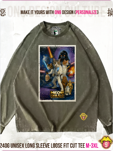 Long sleeve ribbed Washed 240gT (Galactic Cuteness )