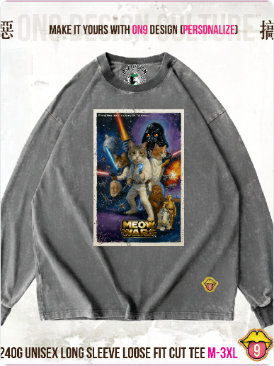 Long sleeve ribbed Washed 240gT (Galactic Cuteness )
